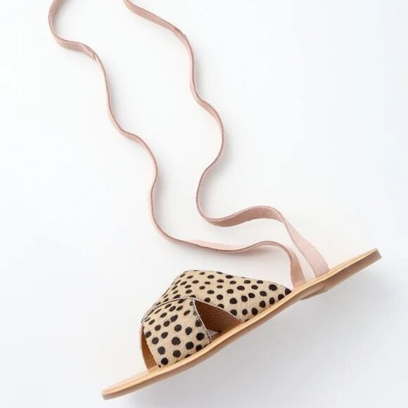 REVOLVE URGE Cheetah Print Ankle Wrap Pony Hair Flat Sandals 7.5 38 Animal Print - Picture 4 of 12